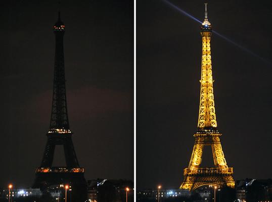 باريس تتضامن مع حلب.. الظلام في برج إيفل