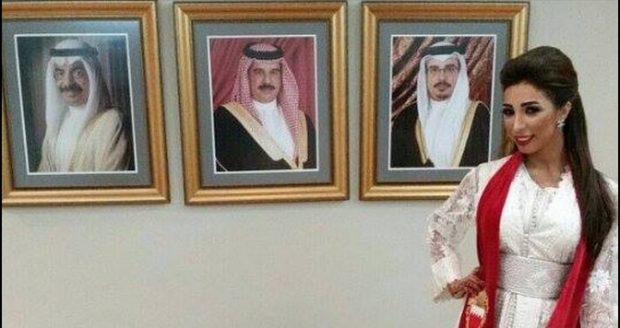 بالصور.. دنيا بطمة بقفطان بألوان علم البحرين