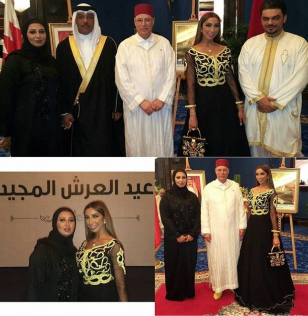 احتفالات عيد العرش.. باطمة وزوجها في ضيافة سفير المغرب في البحرين (صور)