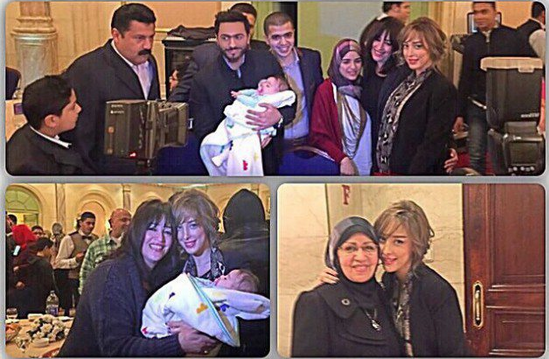 مبروك.. تامر حسني وزوجته المغربية فرحانين بـ”أمينة” (صورة)