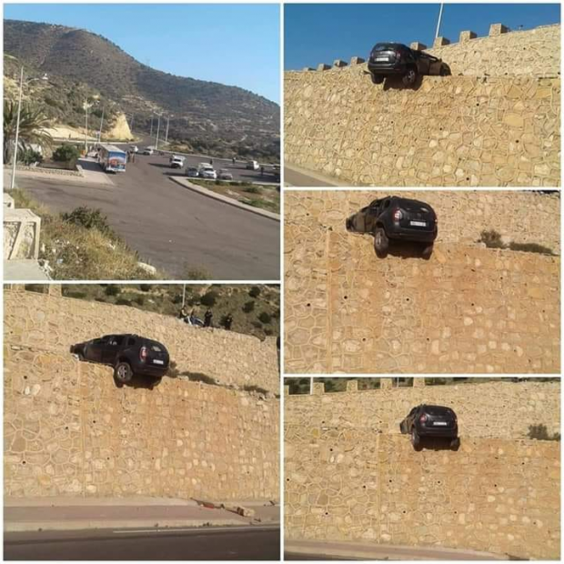 قبيل تفعيل قرار المنع.. إنقلاب سيارة في منعرجات أكادير أوفلا
