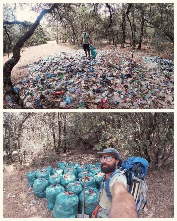 مبادرة زوينة.. شاب من نواحي تازة جمع الزبل من الغابة (صور)