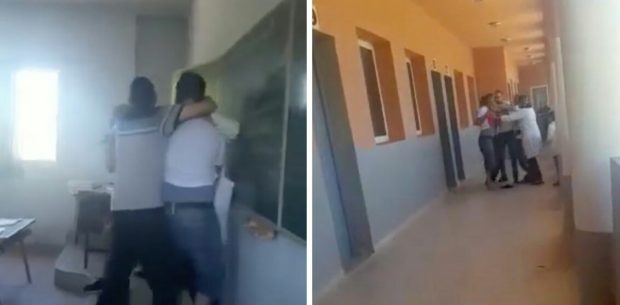 قدّام التلاميذ ديالو.. والد تلميذة يعتدي على أستاذ داخل القسم (فيديو)