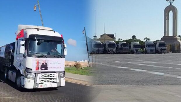 50 شاحنة محملة بالمساعدات.. انطلاق أكبر قافلة تضامنية مع ضحايا الزلزال من العيون (صور)